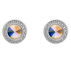 Aurora Borealis Halo Stud Earrings with Swarovski Crystals